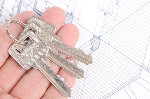 Nyckel och hus plan — Stockfoto