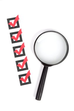 Büyüteç cam ve denetim listesi