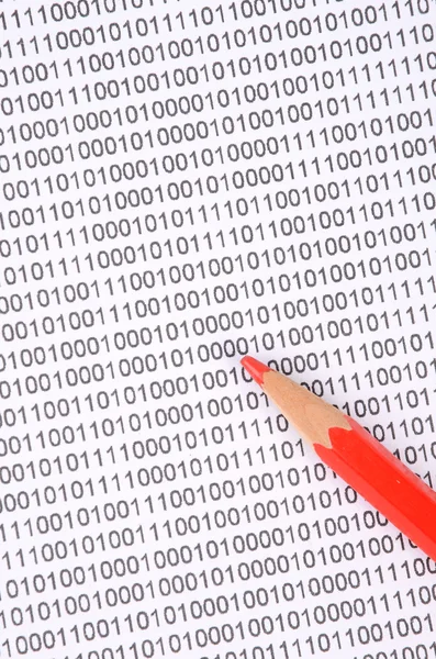 Lápis e código binário — Fotografia de Stock