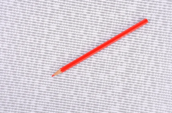 鉛筆とバイナリ コード — ストック写真