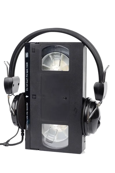 Video tape and headphone — Stok fotoğraf