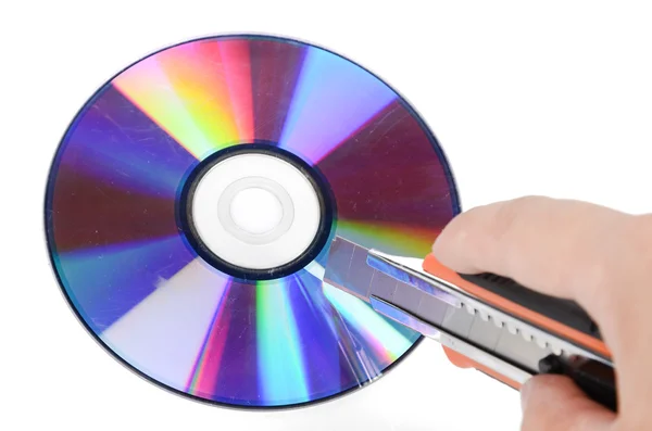DVD and cutter — Stock Photo, Image