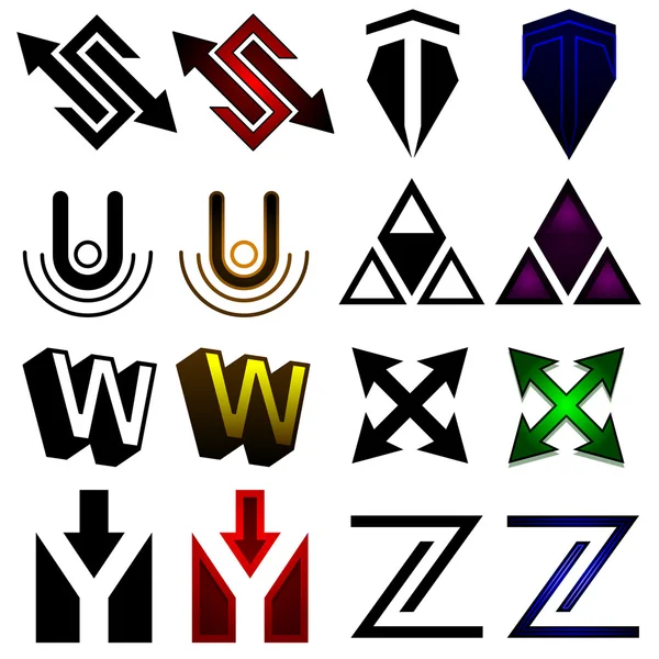 Szuperhős vagy atlétikai szimbólumok s-z — Stock Vector
