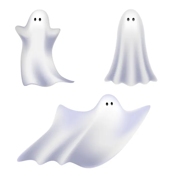 Three isolated ghost characters — Stock Vector