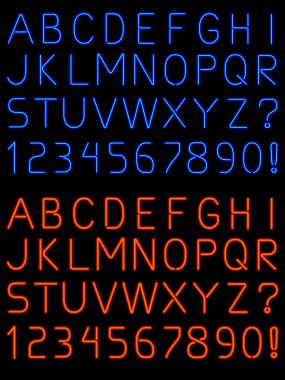 Neon alphabet font clipart