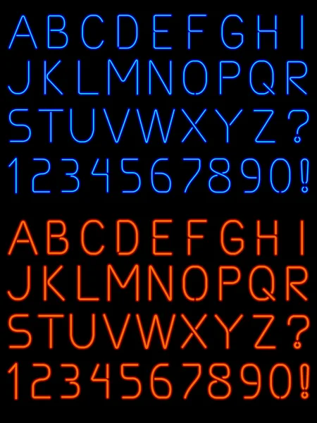 Neon ábécé betűtípus Stock Illusztrációk