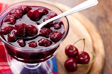 Bowl of cherry jam clipart