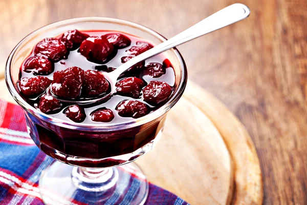 Bowl of cherry jam — Stock Photo, Image