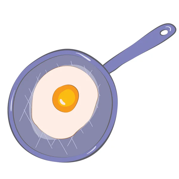 Малюємо сковороду зі смаженим яйцем — стоковий вектор