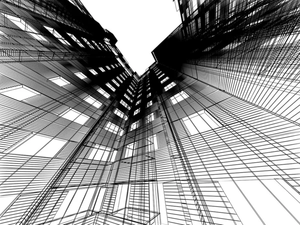 Astratto architettura 3D costruzione — Foto Stock