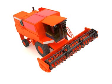 Red agricultural combine-harvester clipart