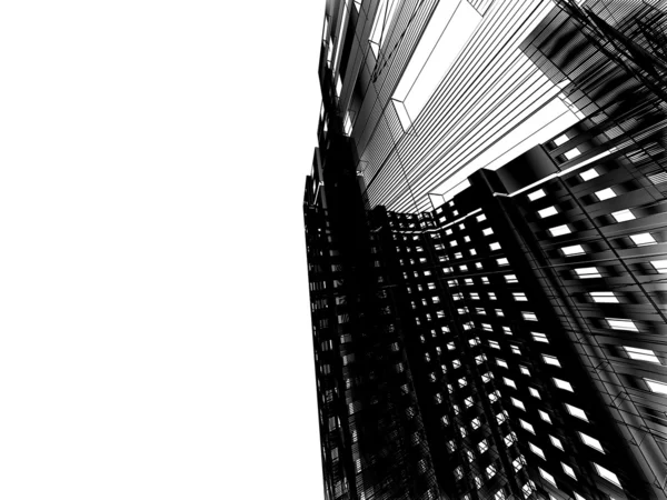 Abstracte architecturale 3D-constructie — Stockfoto
