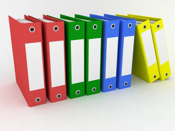 Row of folders for papers on a grey background — Stock Photo, Image