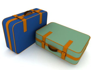 Suitcases on white background clipart