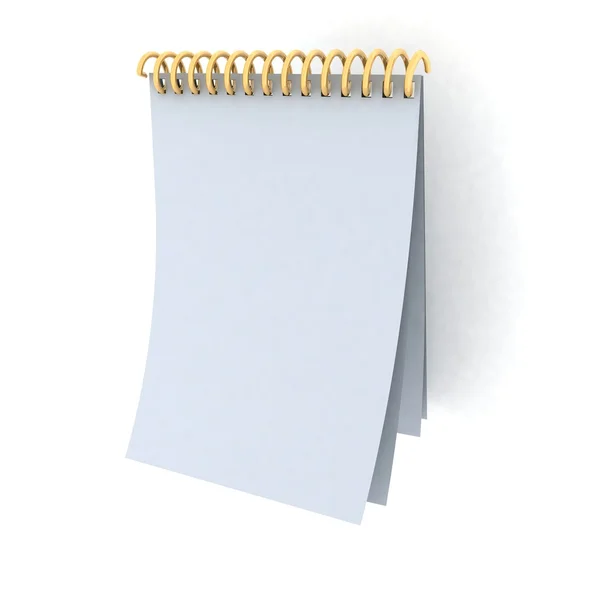 Caderno espiral em branco sobre fundo branco — Fotografia de Stock
