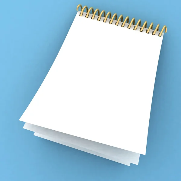 Cuaderno espiral en blanco sobre fondo azul — Foto de Stock