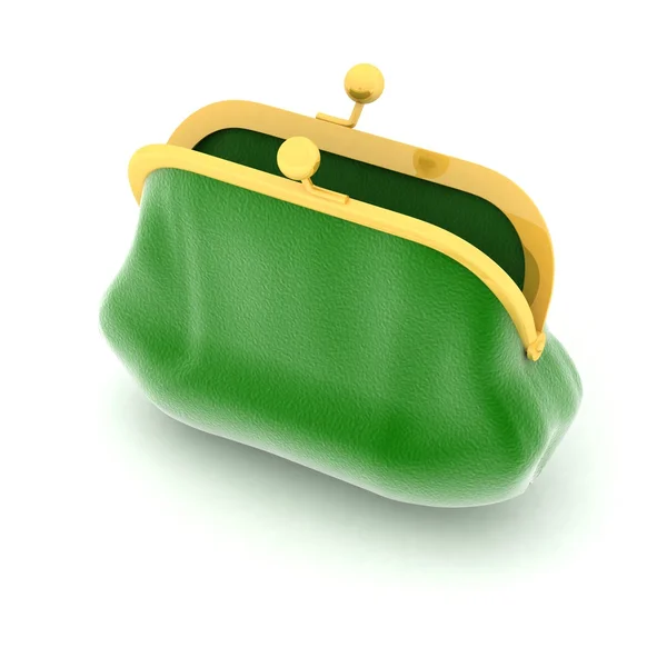 Öppna gröna handväska på en vit — Stockfoto