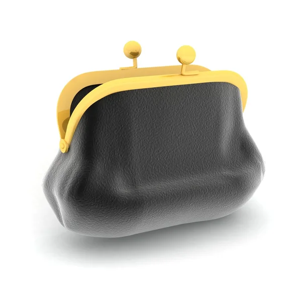Black purse on a white — Stock Photo, Image