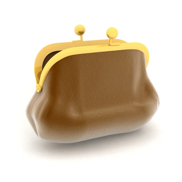 Broun purse on a white — Stock Photo, Image