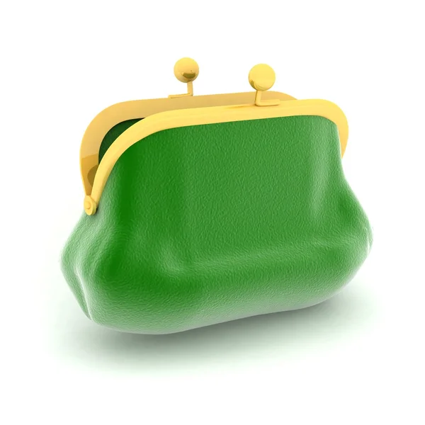 Green purse on a white — Stock Photo, Image