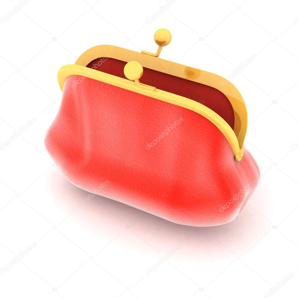 Red purse on a white background