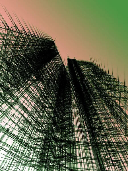 Abstrakte architektonische 3D-Konstruktion — Stockfoto