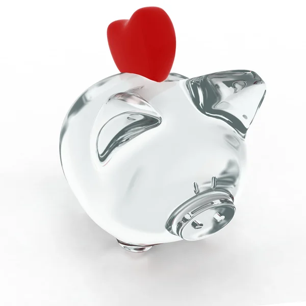 Piggy bank with heart. — Stock Photo, Image