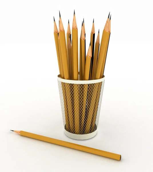 Pencils in support on white background — Stock Photo, Image