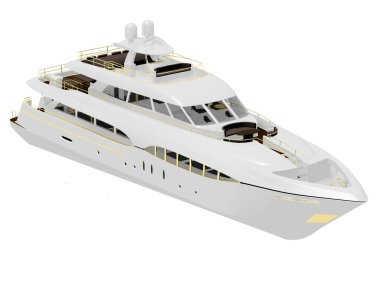 White pleasure yacht isolated on a white background clipart