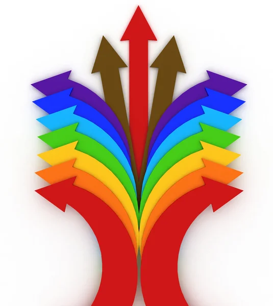 stock image 3d arrows of color of rainbow on a white background