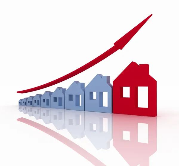 Crescimento no setor imobiliário mostrado no gráfico — Fotografia de Stock