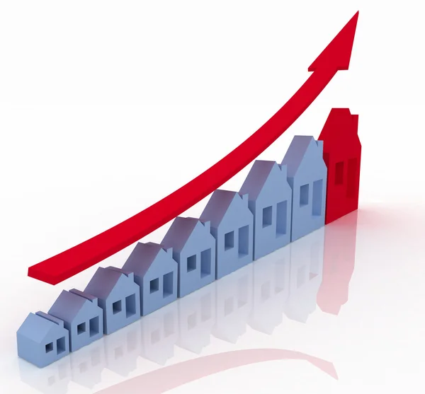 Růst v oblasti nemovitostí na grafu — Stock fotografie