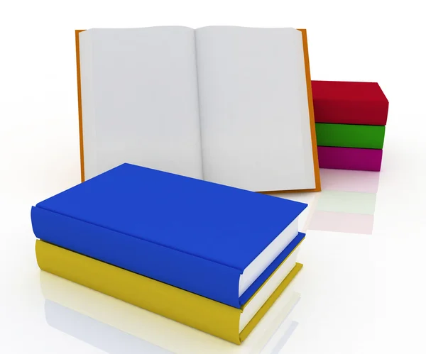 3D książki na białym tle — Zdjęcie stockowe