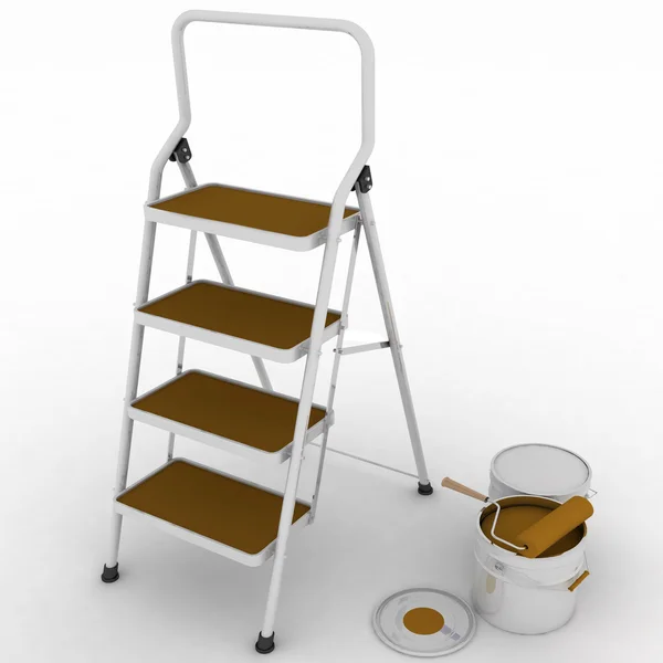 Stepladder with jars from under — Stock Photo, Image