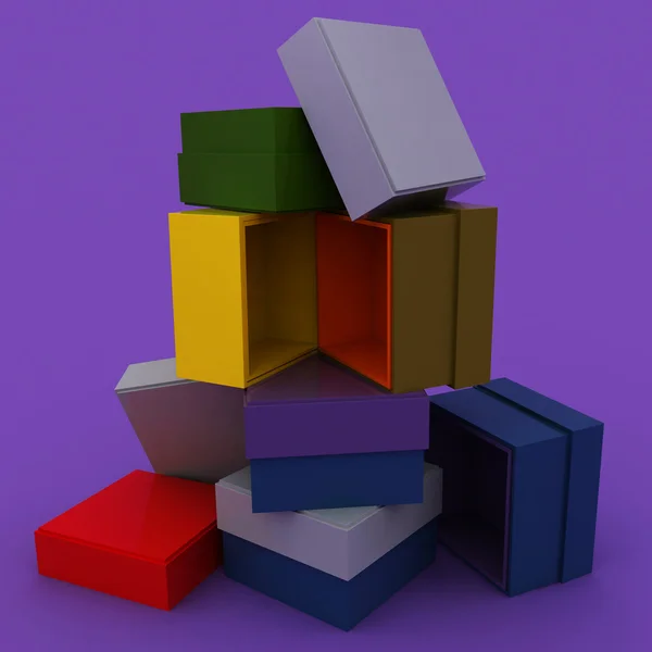 Cajas vacías 3D con tapa para regalos — Foto de Stock