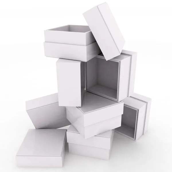 Cajas vacías 3D con tapa para regalos —  Fotos de Stock