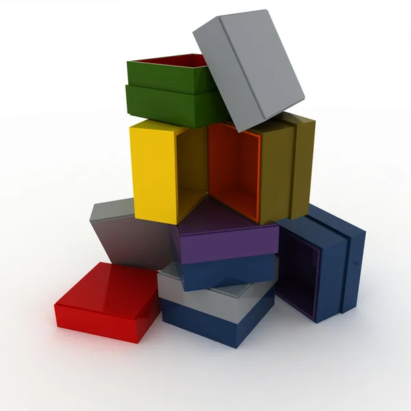 Boîtes vides 3D avec couvercle pour cadeaux — Photo
