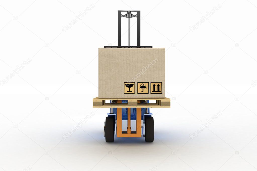 Loader in projections with cargo on a white background