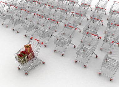 Many shopping carts clipart