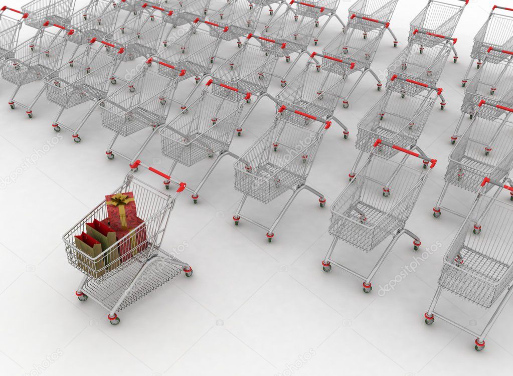 Many shopping carts