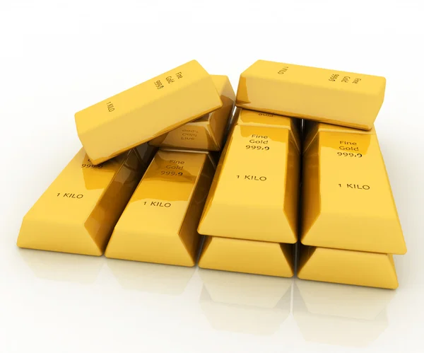 3d gold bars isolated on white background — Stock Photo, Image