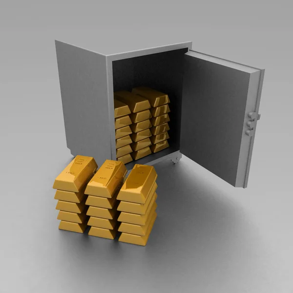 Safe with gold bullions — Stock Photo, Image