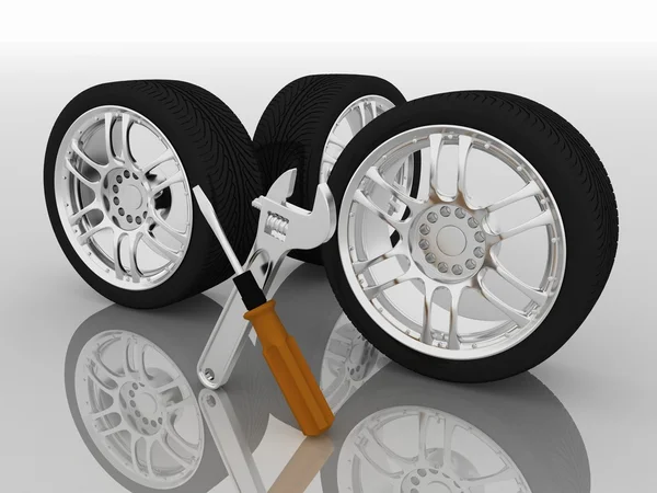 Hjul och verktyg. Car-service — Stockfoto
