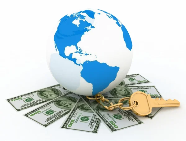 Global dan uang tunai, dunia keuangan — Stok Foto