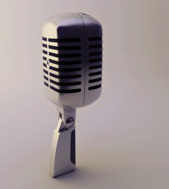 3D render illüstrasyon retro mikrofon