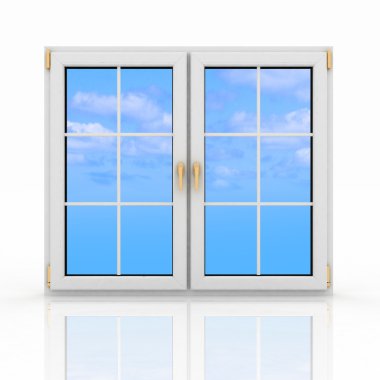 3d closed plastic window on white background clipart