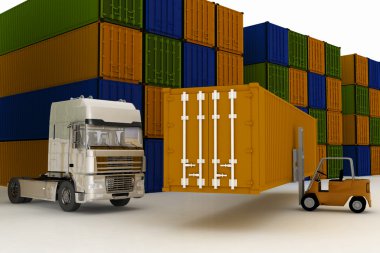 Closed containers, kept on a freight terminal clipart