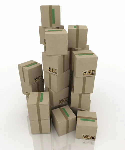 Cardboard boxes on white background — Stock Photo, Image