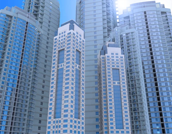 Skyscrapers.3D απόδοσης. — Φωτογραφία Αρχείου
