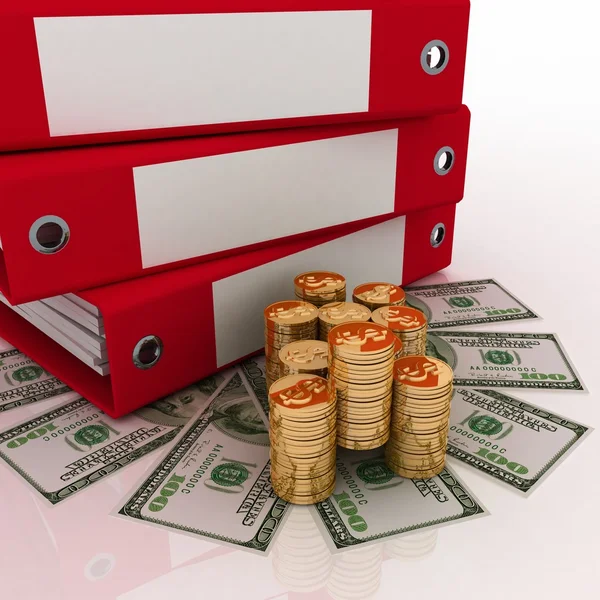 3d illustration of a folder with dollars — Stock Photo, Image